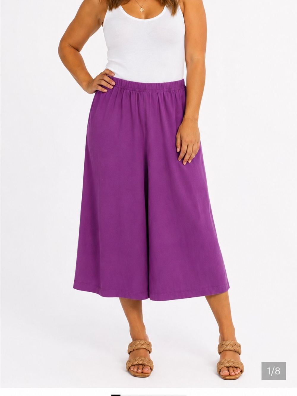 Just My Size JMS Purple Cotton Pull-On Culotte Gaucho Pants 1X Elastic Waist